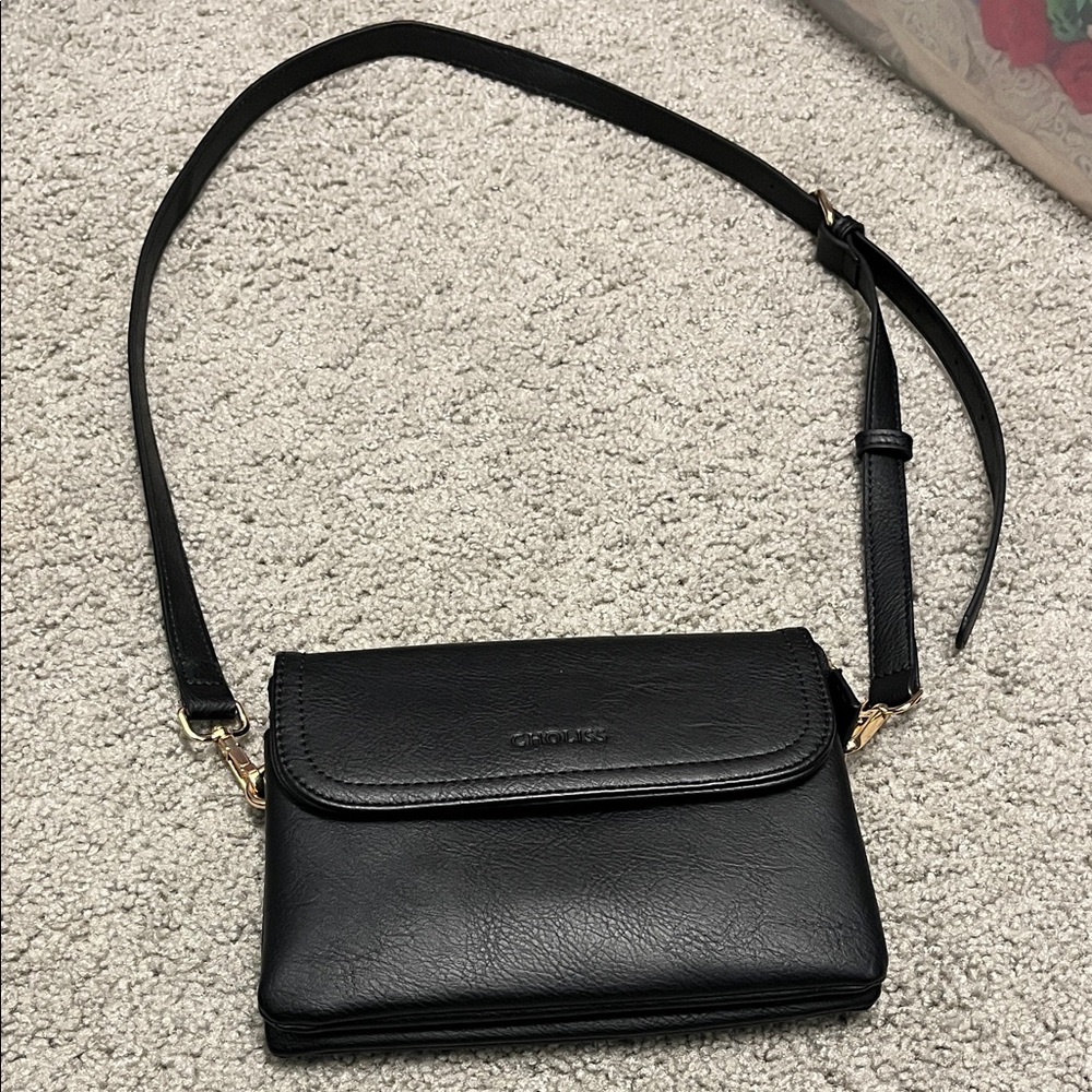 Black Crossbody Organizer Bag by CHOLISS